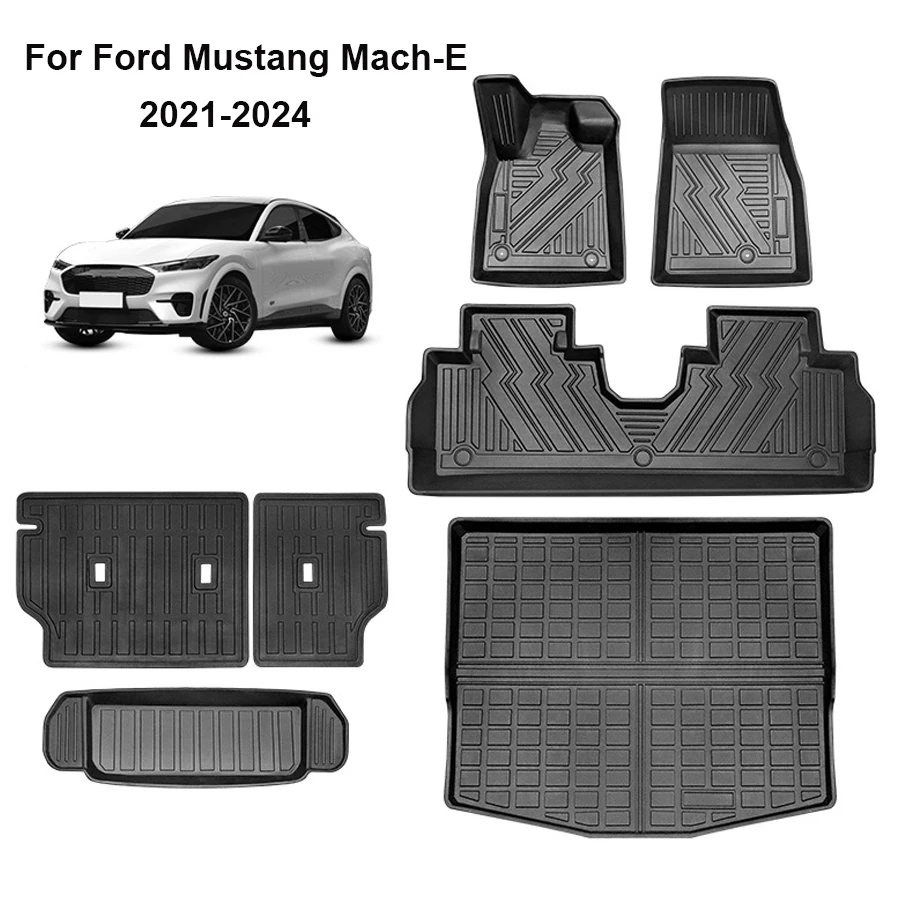 TPE 5D Car Special Floor Mats For Ford Mustang Mach-E 2021-2024 Trunk Mat Waterproof Wear-Resistant Car Interior Accessories