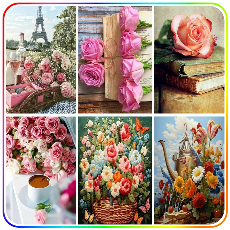 

SDOYUNO Diamond Painting Flowers Stitch Products Round Handwork Personalized Gift Diy Crafts Handicraft Wall Art Home Decoration