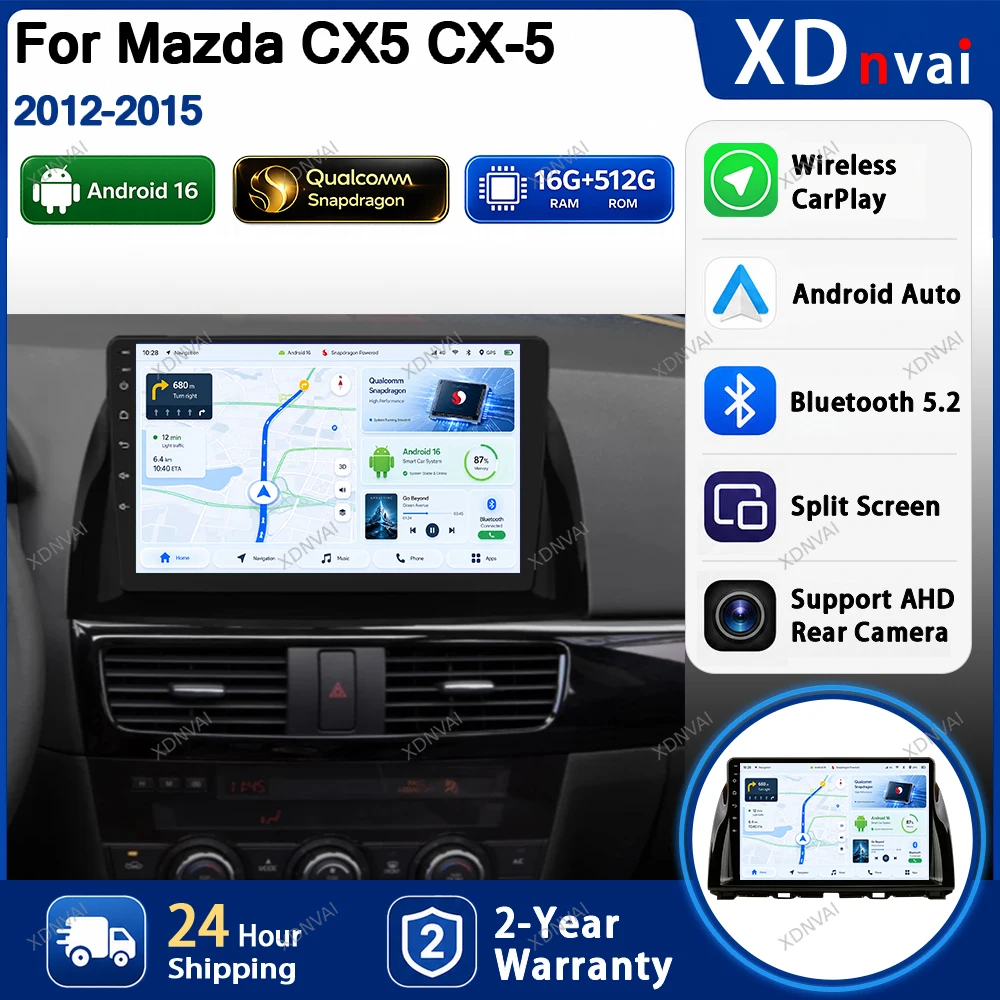 Android 16 Car Radio For Mazda CX 5 CX5 CX-5 2012 - 2016 Video Player Multimedia Navigation 4G LTE Autoradio GPS RDS DSP Stereo