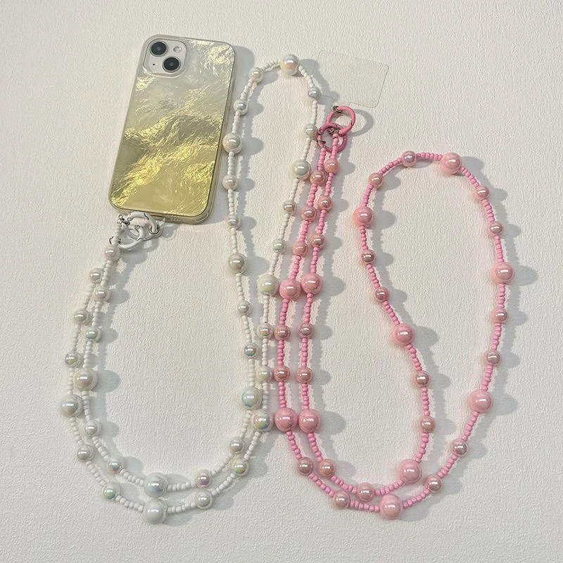 Simulation Pearl Bead Long Crossbody Cell Phone Strap Rope Phone Chain Pendant Lanyard Bag Decoration