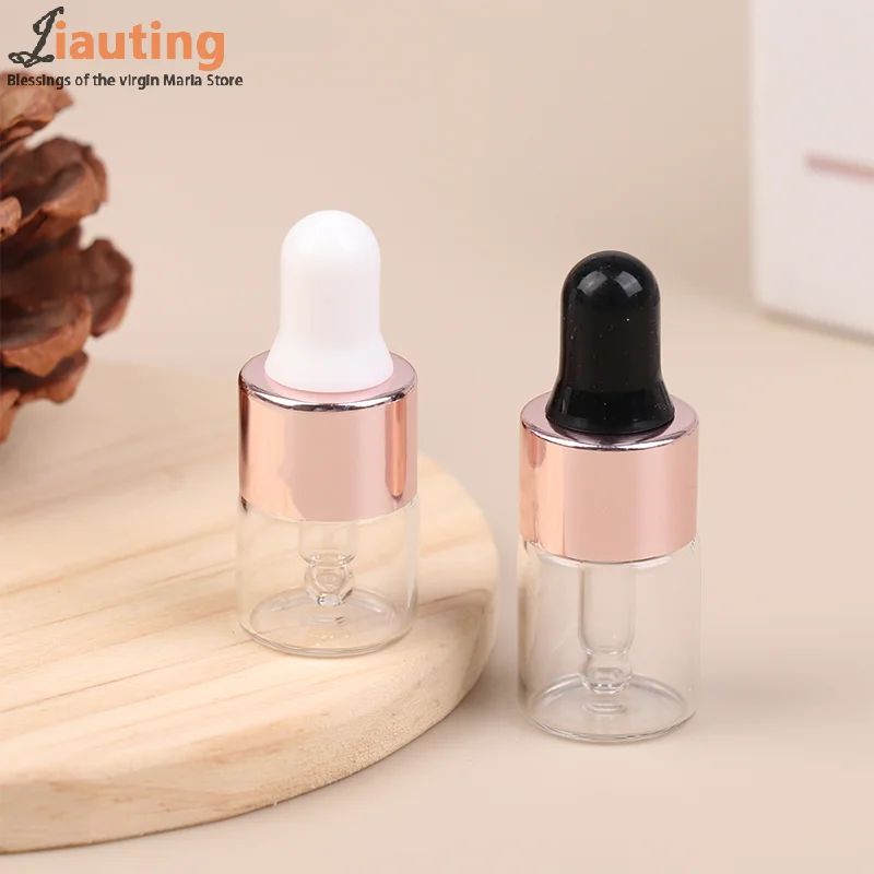 1-5ml Dropper Bottles Reagent Eye Drop Transparent Glass Aromatherapy Liquid Pipette Bottle Refillable Bottles Travel