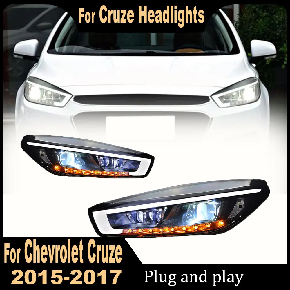 

Фары головного света для Chevrolet Cruze 2015 2016 2017, фары головного света в сборе, лампы дневных ходовых огней, подключи и работай, автомобильные аксессуары, 1 пара