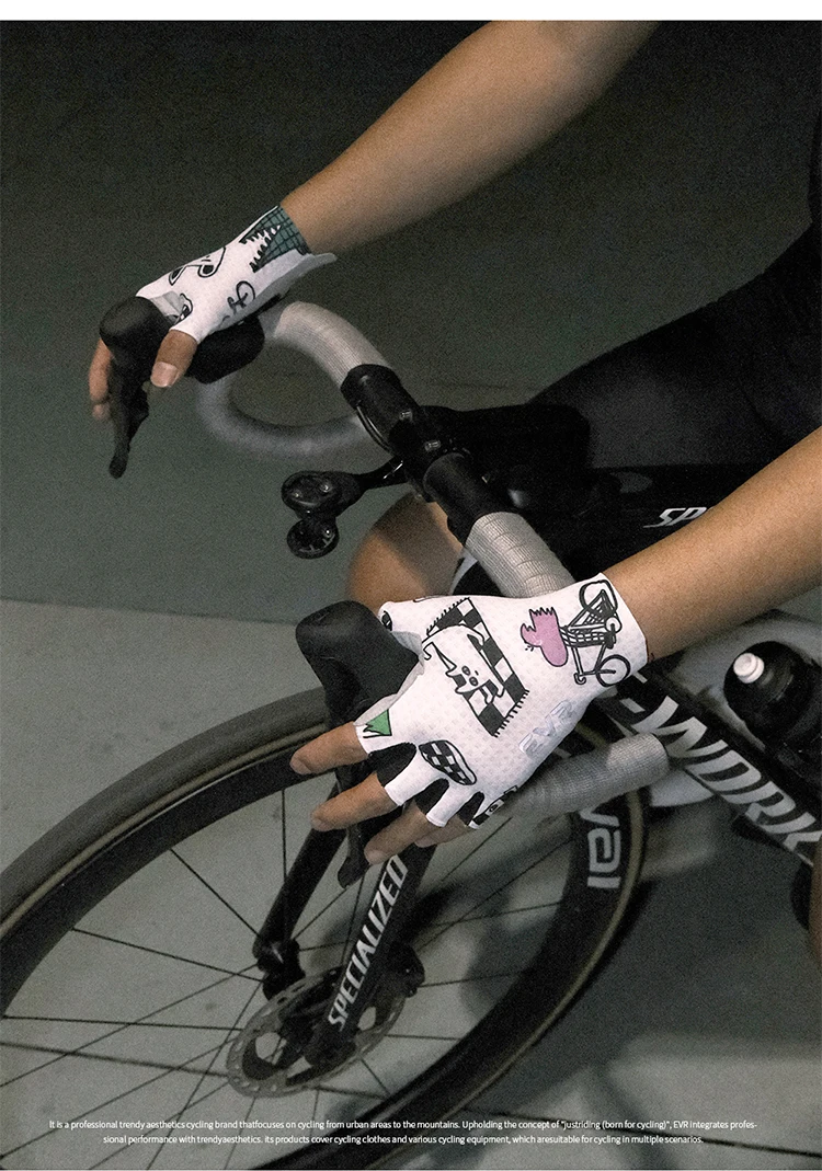 EVR Sommer-Fahrradhandschuhe Gepolsterte Cartoon-Fahrradhandschuhe Halbfinger-Handschuhe für Rennrad MTB Atmungsaktive Outdoor-Sport-Fahrradhandschuhe – Detail 12
