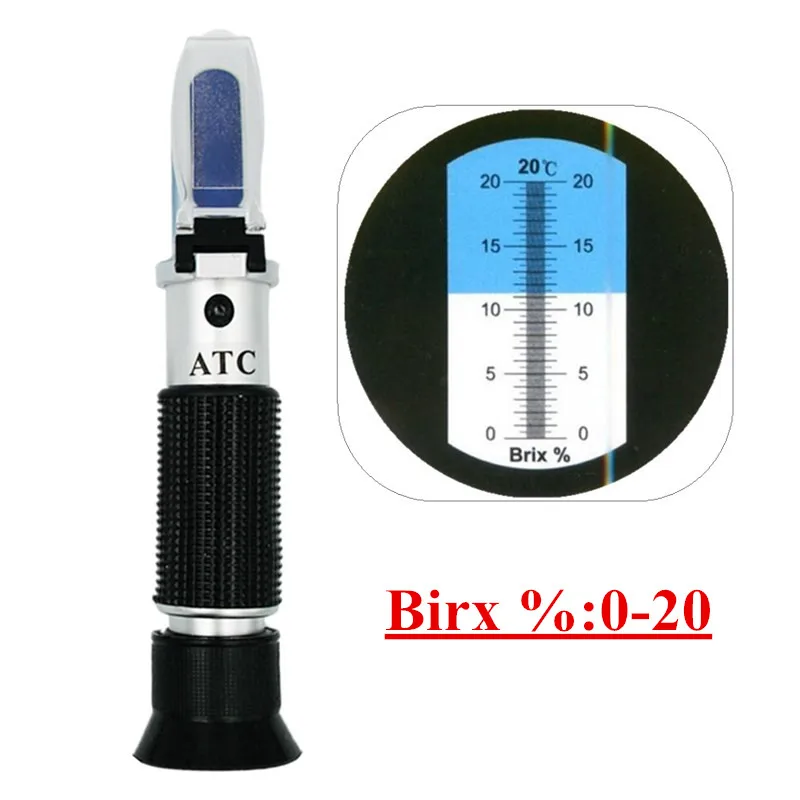 Refractómetro Brix de leche y miel, refractómetro de azúcar 0-20%, refractómetro de mano ATC, probador Brix profesional para mermelada de azúcar