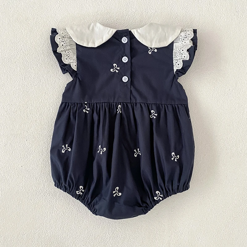 2026 Neuer Sommer Neugeborenen 0-24M Säugling Baby Mädchen Strampler Baby Mädchen Kleidung Flatterärmel Baumwolle Bedruckte Baby Mädchen Strampler – Detail 3