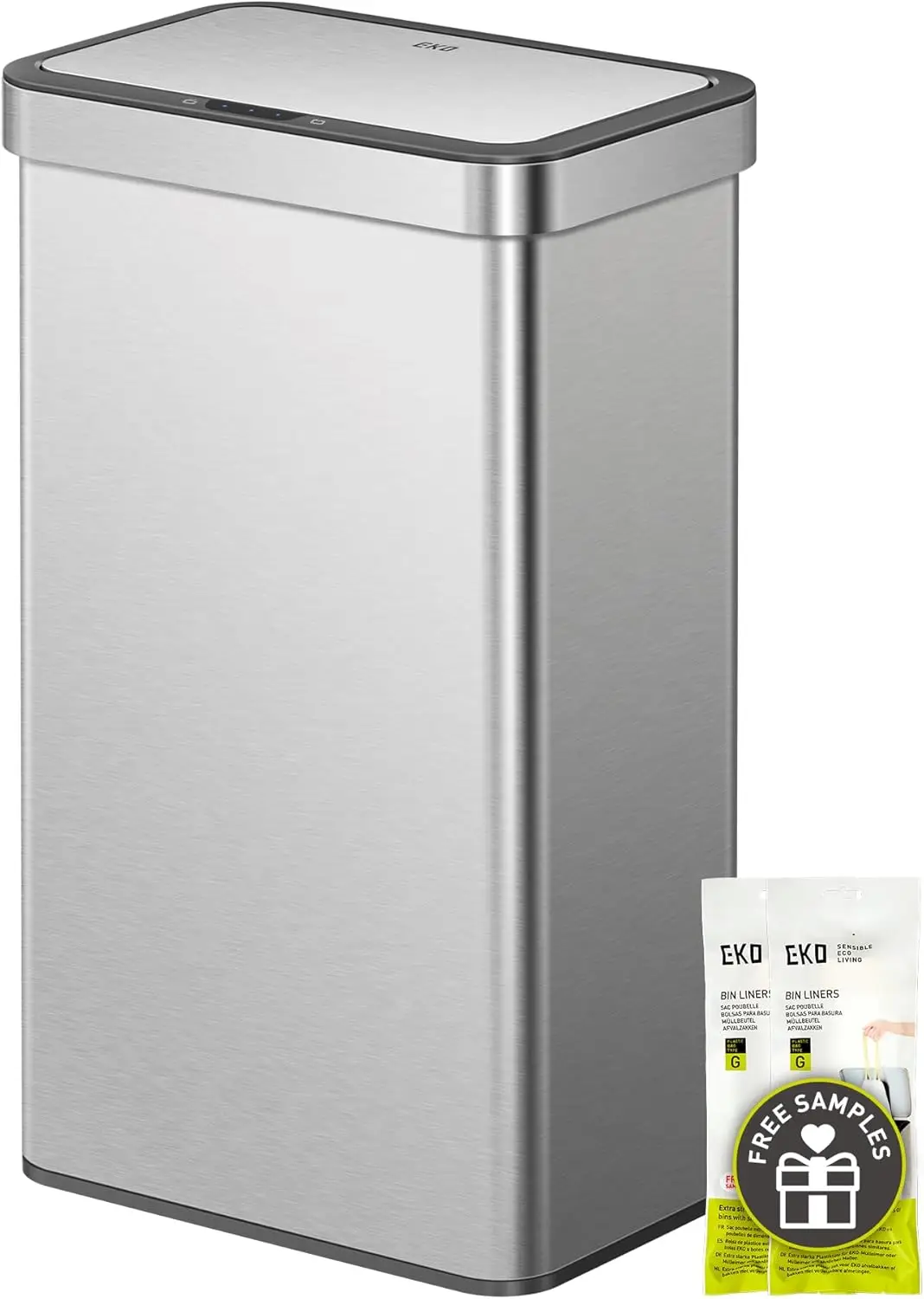 

21 Gallon/80 Liter Motion Sensor Trash Can, Stainless Steel Rectangular Touchless, Matte Metallic