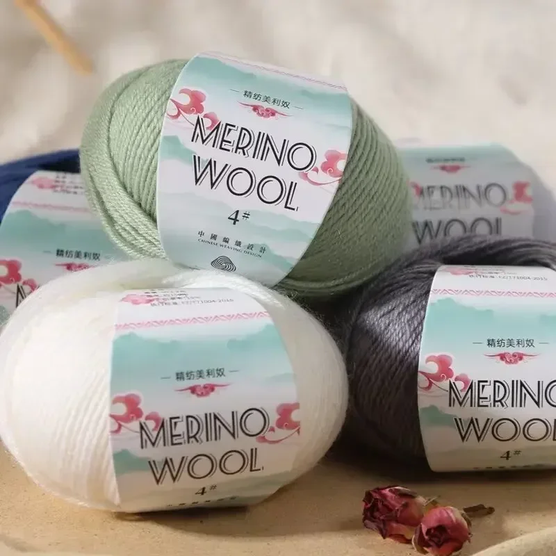 50g Merino Wool Yarn Ball for DIY Hand Knitting Crochet Coarse Wool Sweater and Scarf Cozy Soft