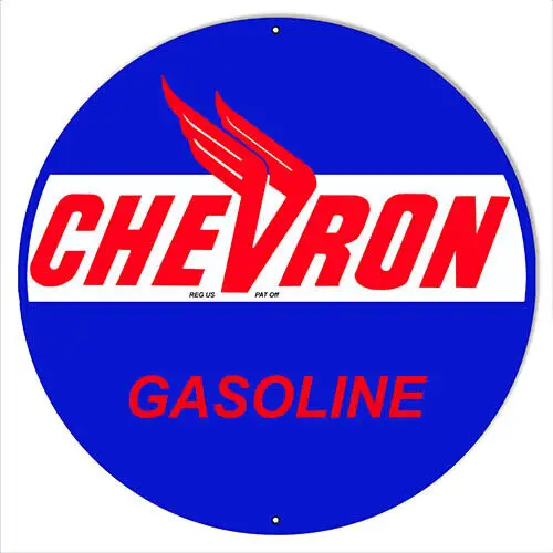 Gasoline Metal Sign In Blue & Red 14 & 18 Round