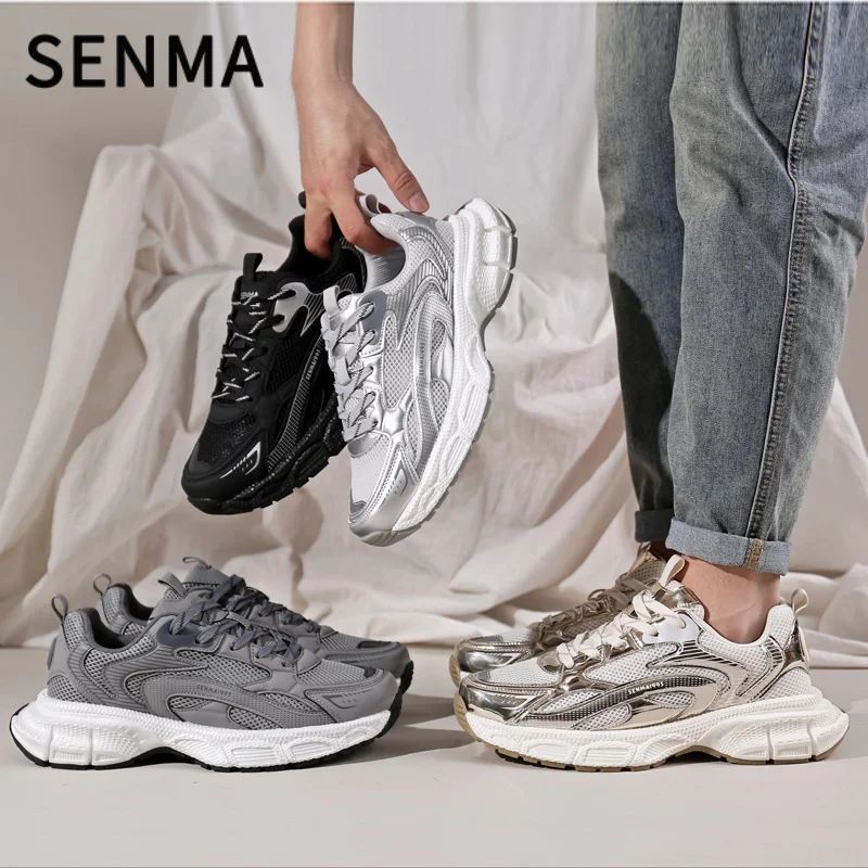 SENMA أحذية رياضية رجالية زوجين الترفيه احذية الجري غير مرئية زيادة عادية متعددة الاستخدامات تنفس سميكة القاع أبي الأحذية