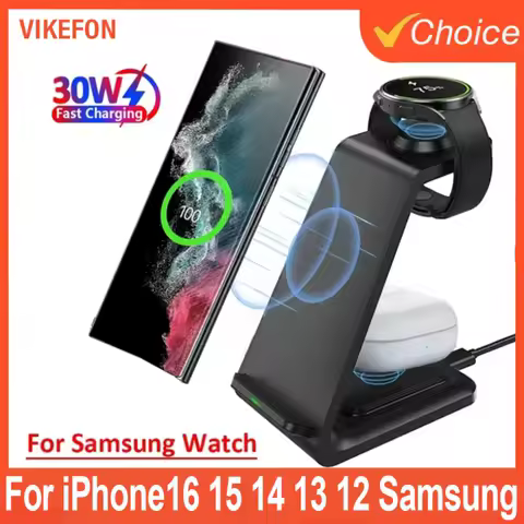 15W Fast Wireless Charger 3 in 1 Stand For iPhone15 14 13 12 Samsung S20 S21 Apple Samsung Galaxy 6 5 Watch 8 7 Fast Charging