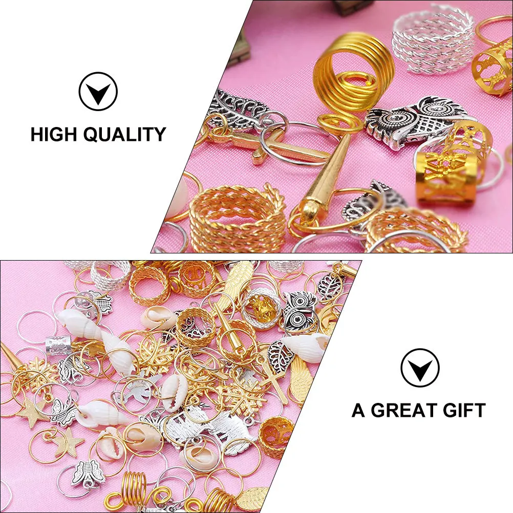 

Набор из 280 предметов для волос: декоративные кольца для дредов, стильные украшения для волос, трубочки для бороды и кос, для фестивалей