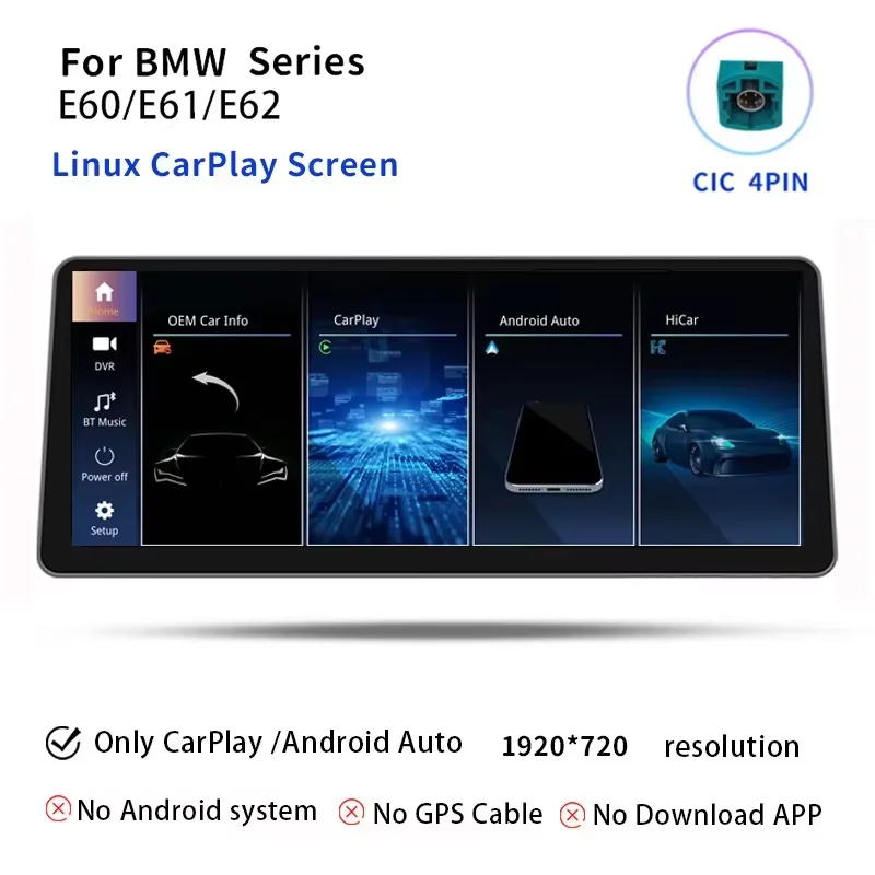 12,8" 2400*900 Hoge Resolutie Carplay Android 14 Autoradio voor BMW Serie 3 5 E60 E61 E63 E64 E90 E91 E92 E93 Stereo Multimedia Scherm GPS Navigatie