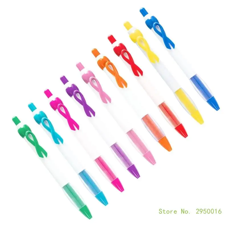 20Pcs Awareness Ribbon Ballpoint Pen, Ergonomic Grip Retractable Ballpoint Pen with Pen Clip for Office School Hospital