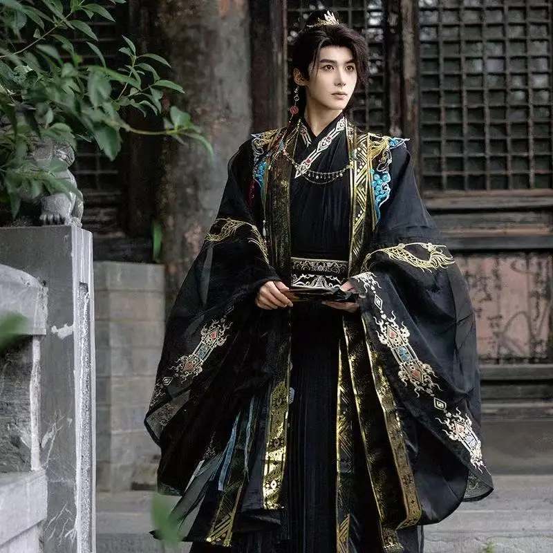 Men's Ancient Embroidery Hanfu Traditional Chinese God Master Cosplay Costume Classic Halloween Carnival Stage Clothing COS Boys - Image 2