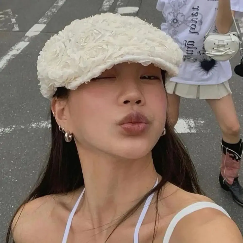 Neue Retro Rose Blume Baskenmütze Hüte Koreanische Frühling Sommer Dünne Mützen Hut Damen Newsboy Caps Vorwärts Hüte Maler Künstler Kappe