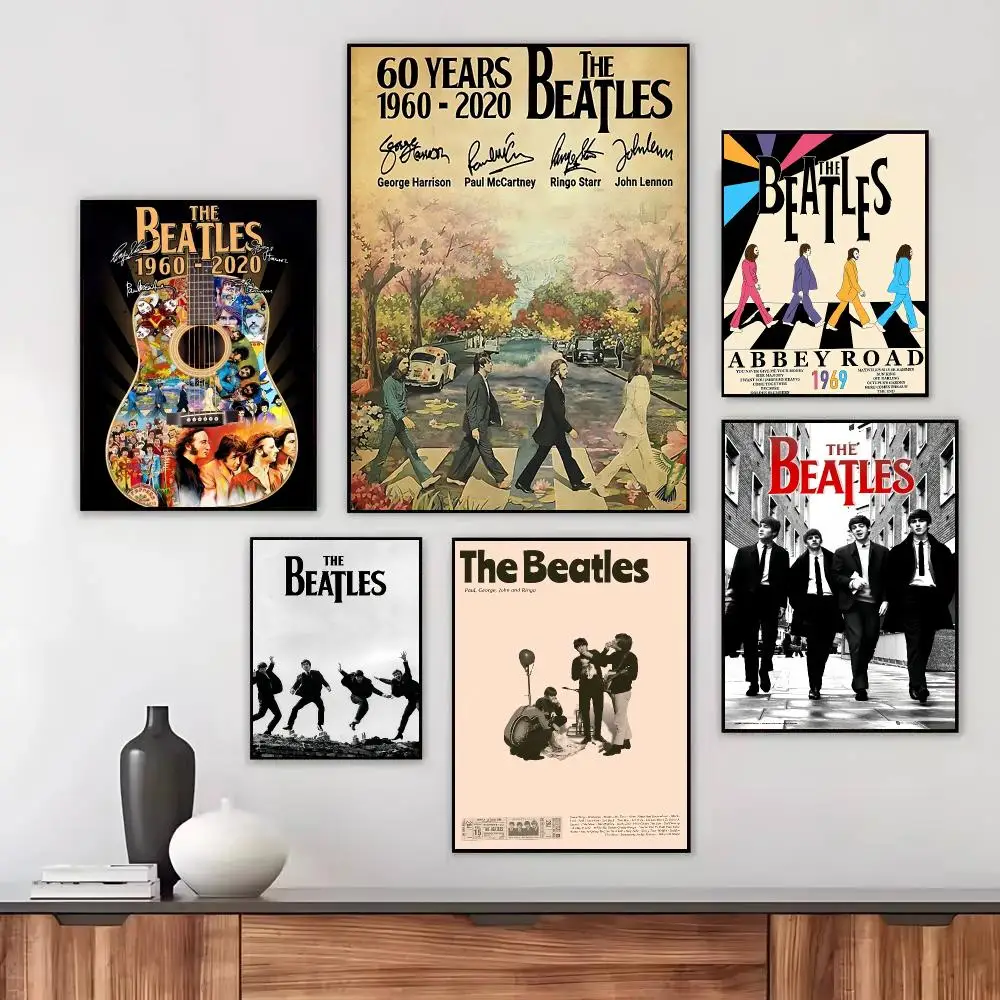 Band T-The Beatles Poster Wall Art Printed Decor Sticker Stylish Home Gift for Living Room Bedroom Corridor Cafe