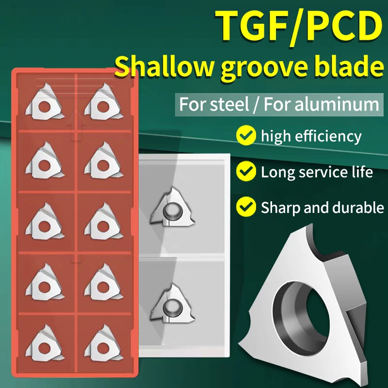 

10PC diamond shallow groove blade tgf32L100/120/200 forward and backward lathe groove cutting blade, copper and aluminum cutting