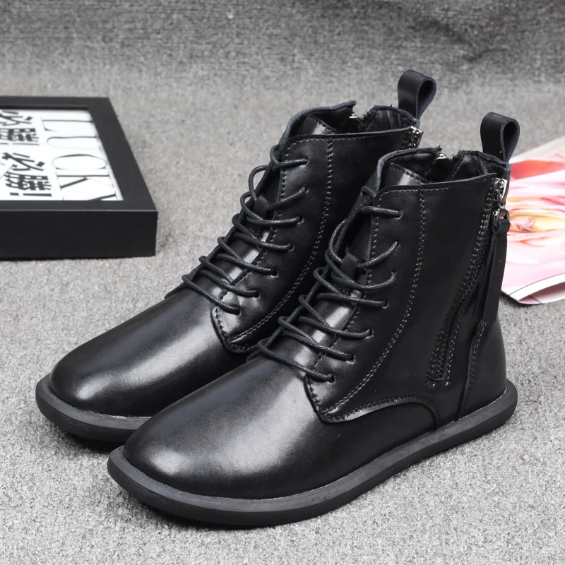 Careaymade-Genuine leather women shoes British 43 Large Popular Versatile Short Boot Soft Flat Bottom Zipper Spring Single Boots