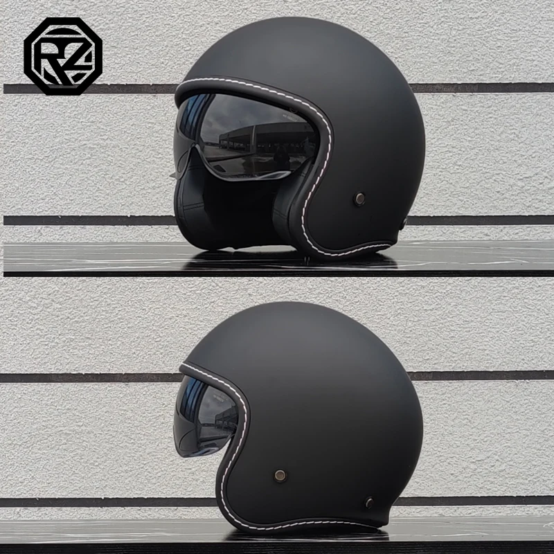 

Мотоциклетный шлем ORZ Полушлем в стиле ретро 3/4 со встроенным солнцезащитным козырьком, всесезонный шлем для поездок на работу