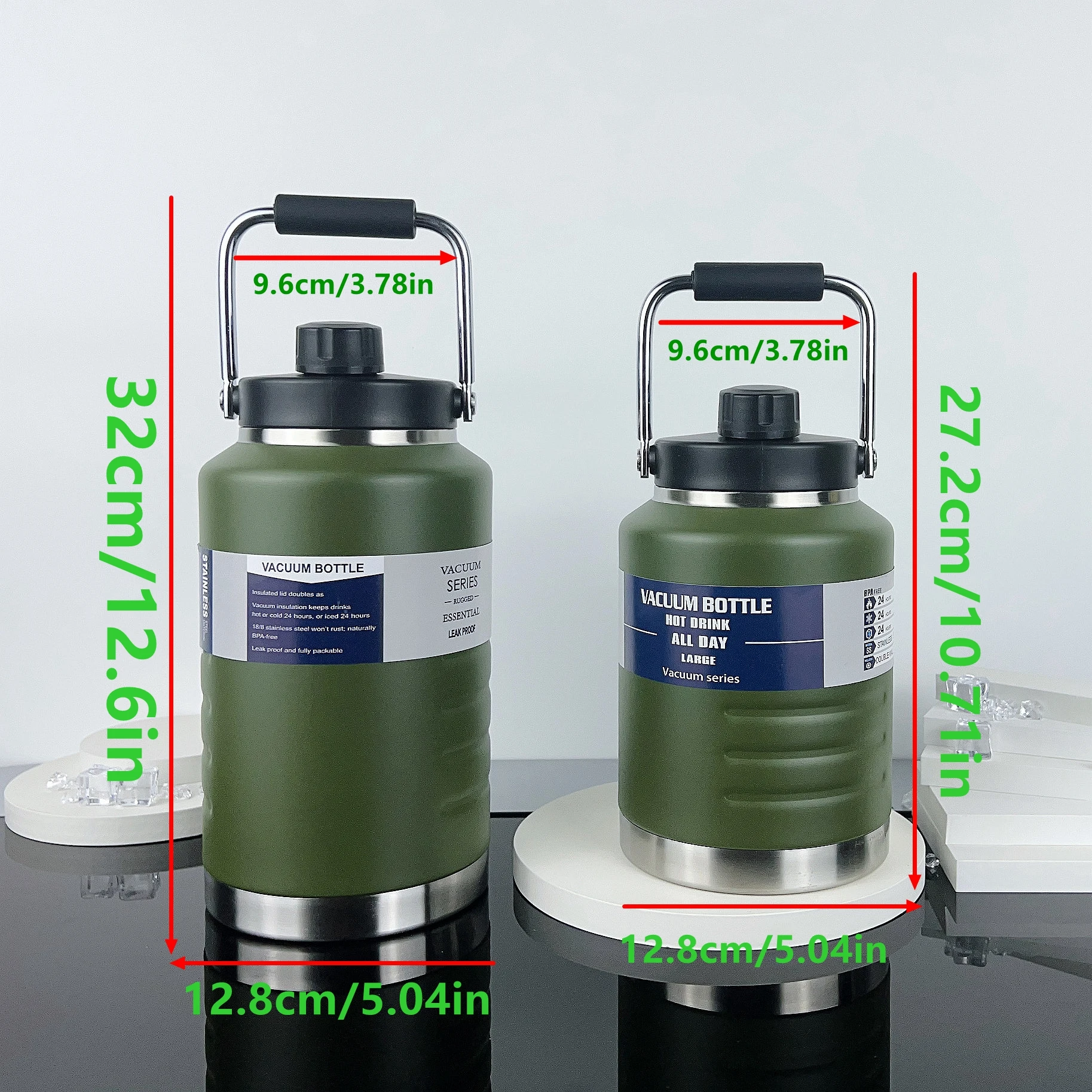 1500ml Sports Portable Water Bottle, Suitable for Outdoor Camping and Other Sports, Cold-Keeping Bottle, Large-Mouth Bottle, Ice Bucket, Double-Layer Stainless Steel Vacuum Insulated Container