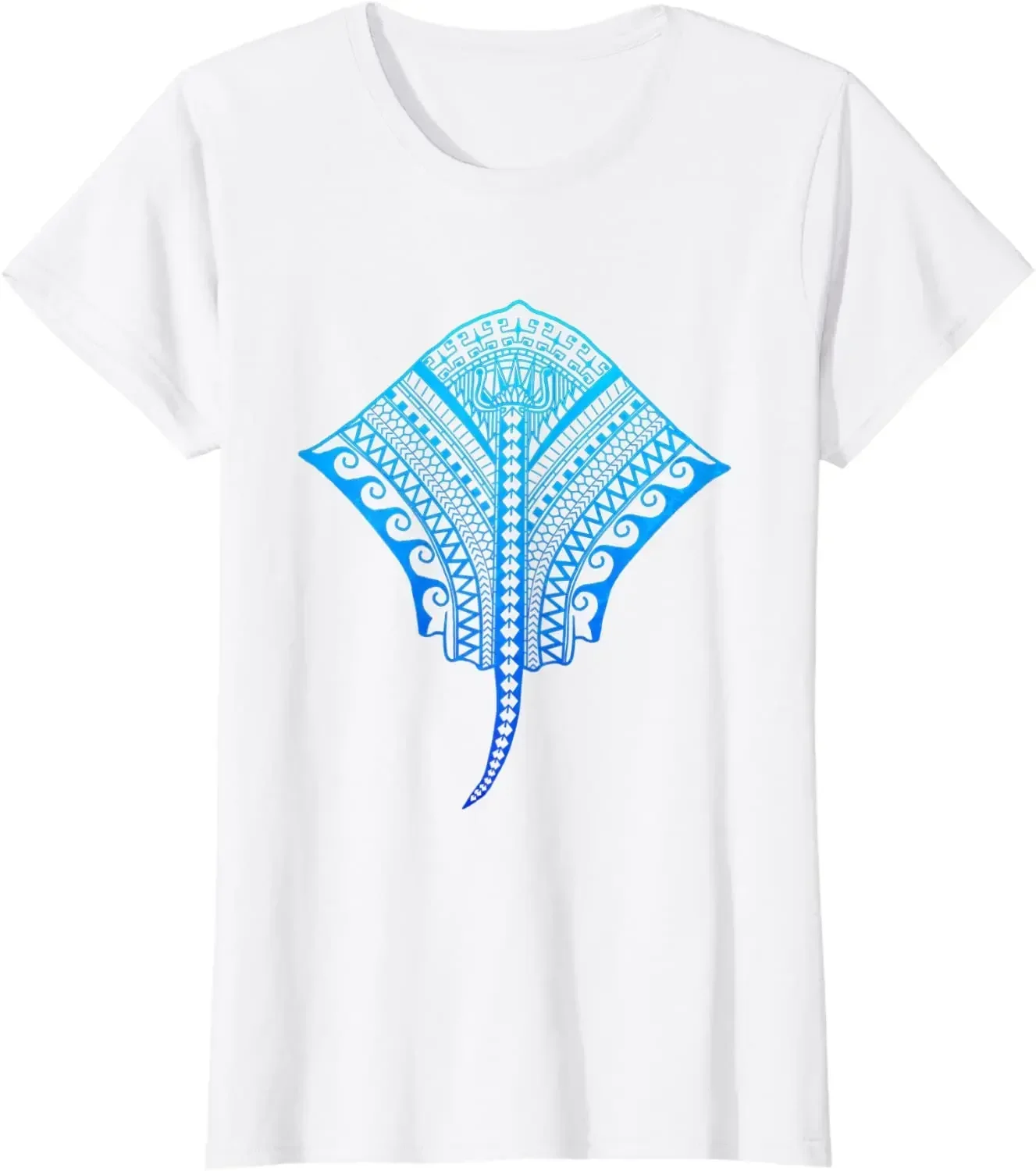 Ocean Blue Hawaiian Tribal Stingray Island Beach T-Shirt Unisex Tee