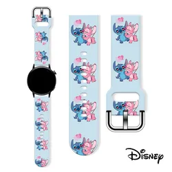 Disney Lilo Stitch Angel Printed Silicone Strap For Samsung Huawei GT Watch FB-Versa 22MM 20MM Watch Band Cartoon Accessories