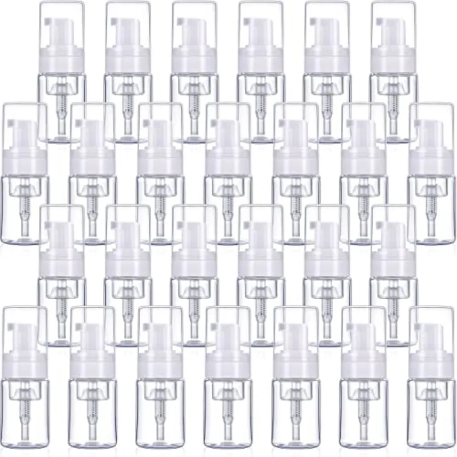 

50 Pack Foam Pump 1oz/30ml Refillable Dispenser Travel Size Plastic Mini Bottle for Lash Shampoo, Cleaning, Cosmetics - Portabl