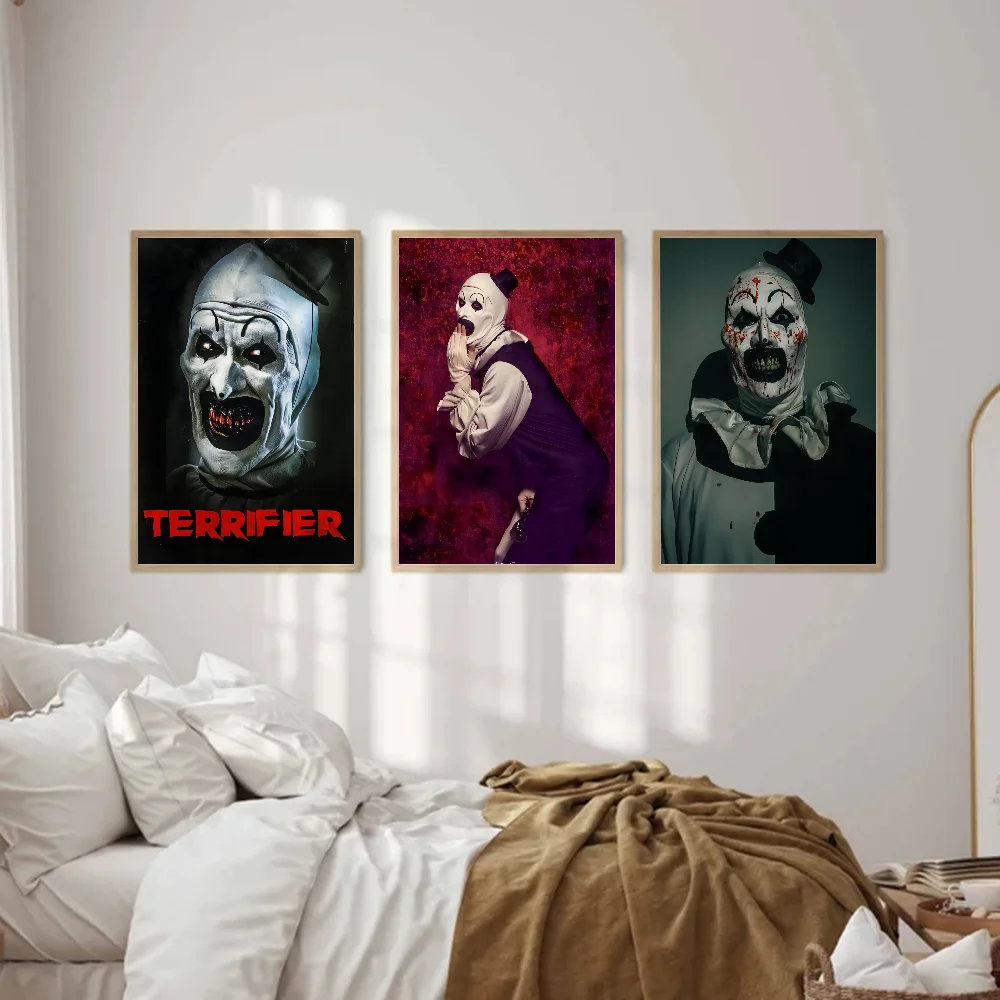 Pósteres de Anime de película de terror Terrifier 2, pegatina blanca adhesiva, bricolaje, decoración de habitación, Bar, cafetería, Kawaii