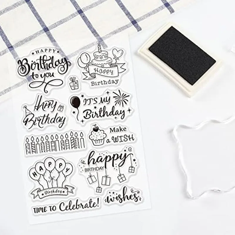 Birthday Themed Silicone Clear Stamps Transparent Stamps for Festival Birthday Valentine\'s Day Cards Making DIY Scrapbooking