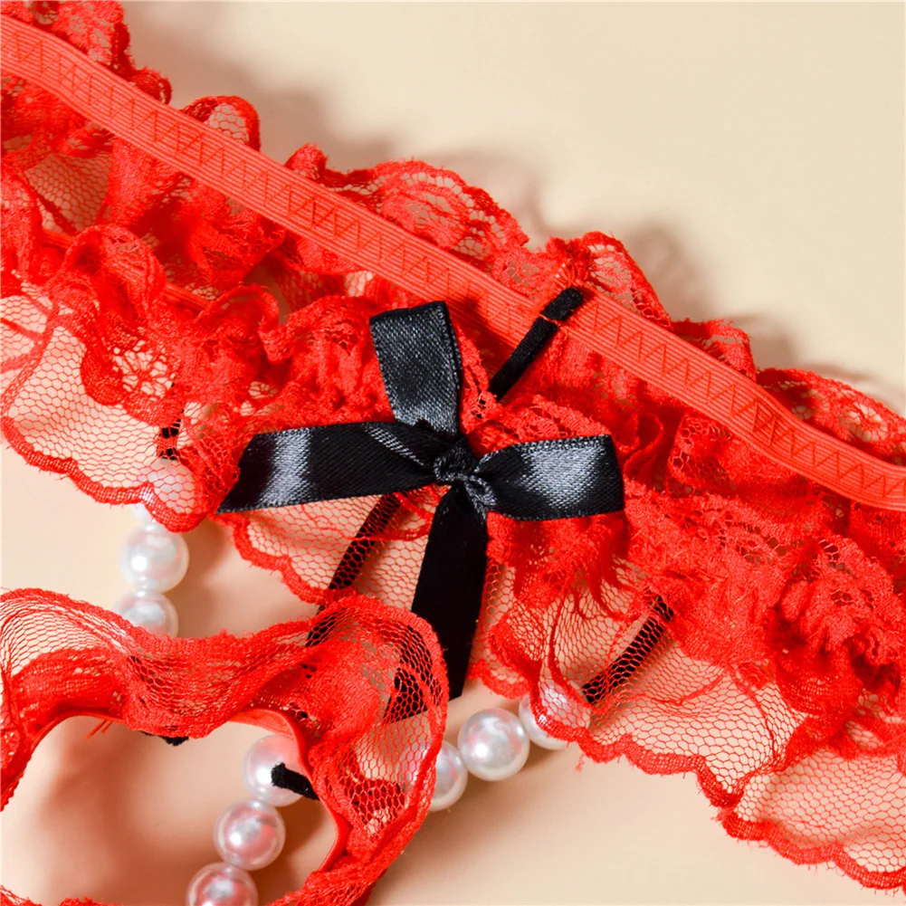 

Men Lace T-Back Underwear For Man T-Back Bow Elastic Waist G-String Pearl Gay Sissy Japanese Panties Lingeries Japanese Thongs