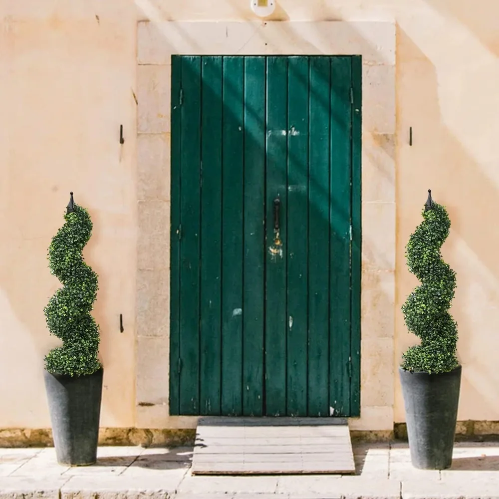 

2 Packs of Artificial Boxwood Pruning Trees, 3-foot Pruning Plants, Potted Trees for Decoration, Used for Front Porch