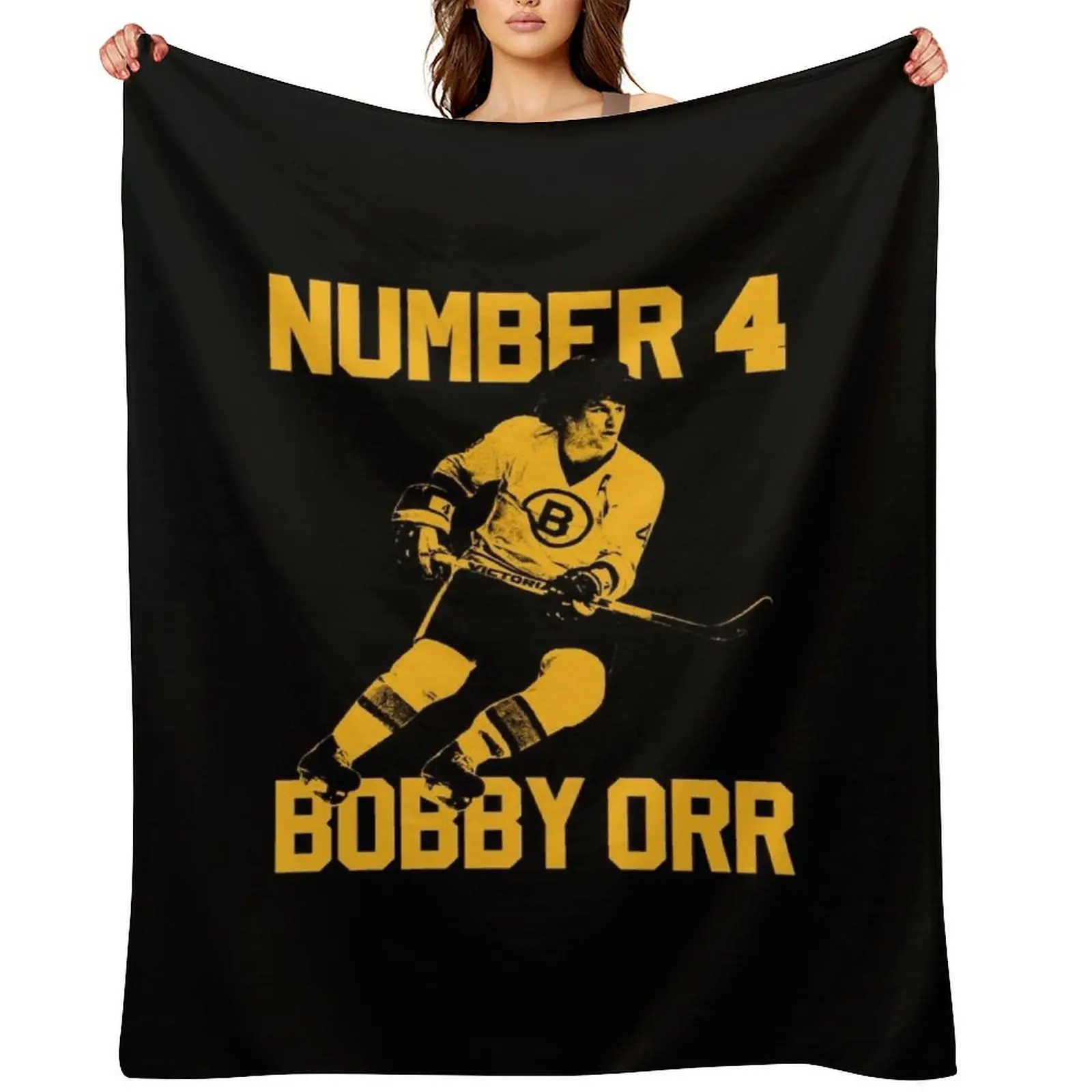 

Bobby Orr Number 4 - The Yellow Stencil Throw Blanket Kid'S Sleeping Bag funny gift Blankets For Baby Blankets
