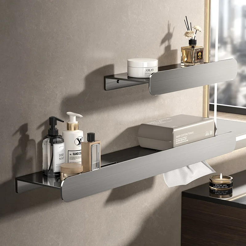 I Shaped Bathroom Shelves Space Saving Bathroom Accessories Multiuse Wall Shelves Moisture Proof Shelf Home Household Using