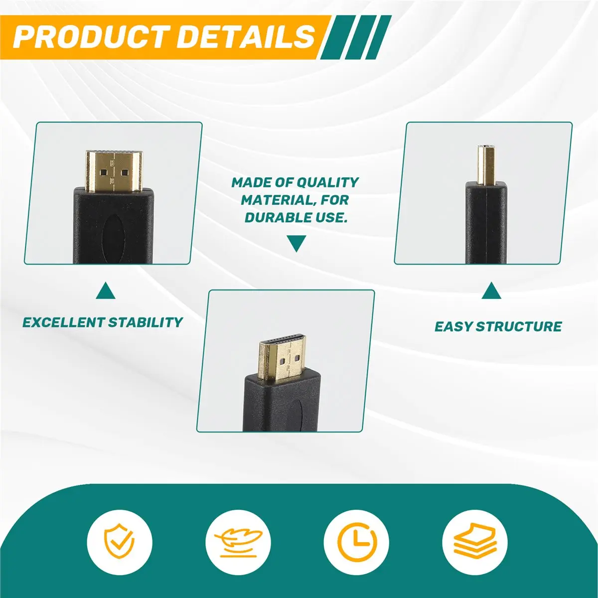 DT321 Newest Short Male to Male Plug Flat Cable Cord Full HD for Audio Video HDTV TV