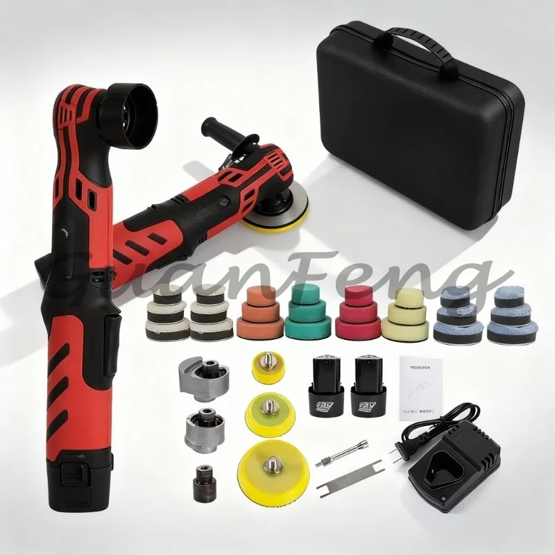 12V Cordless Mini Car Polisher 6 Variable Speed 1/2/3 Inch Buffing Pads 30Pcs Total Portable