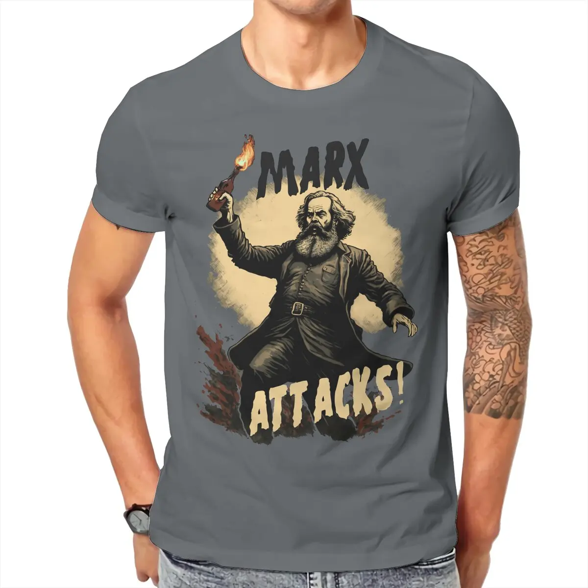 

The Great Marx Attacks Tshirt Vintage Men Graphic Teenager Tees Tops Loose Cotton Crewneck T Shirt