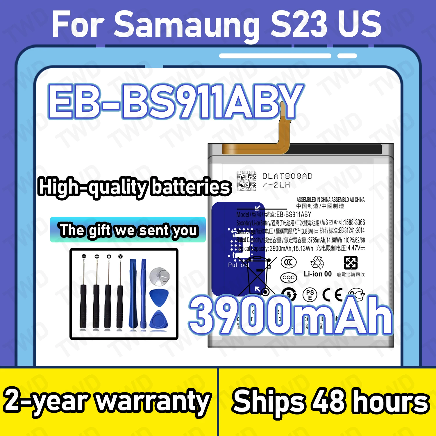 EB-BS911ABY 3900mAh Large capacity Battery For Samaung Galaxy S23 US Batteries New High Quanlity+Free Tools