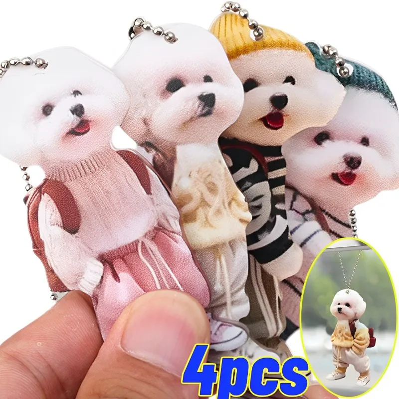 Creative Car Hanging Ornaments Puppy Man Backpack Gifts for Women Men Car Decoration Accessories Keychain Pendant Cute Teddy Dog