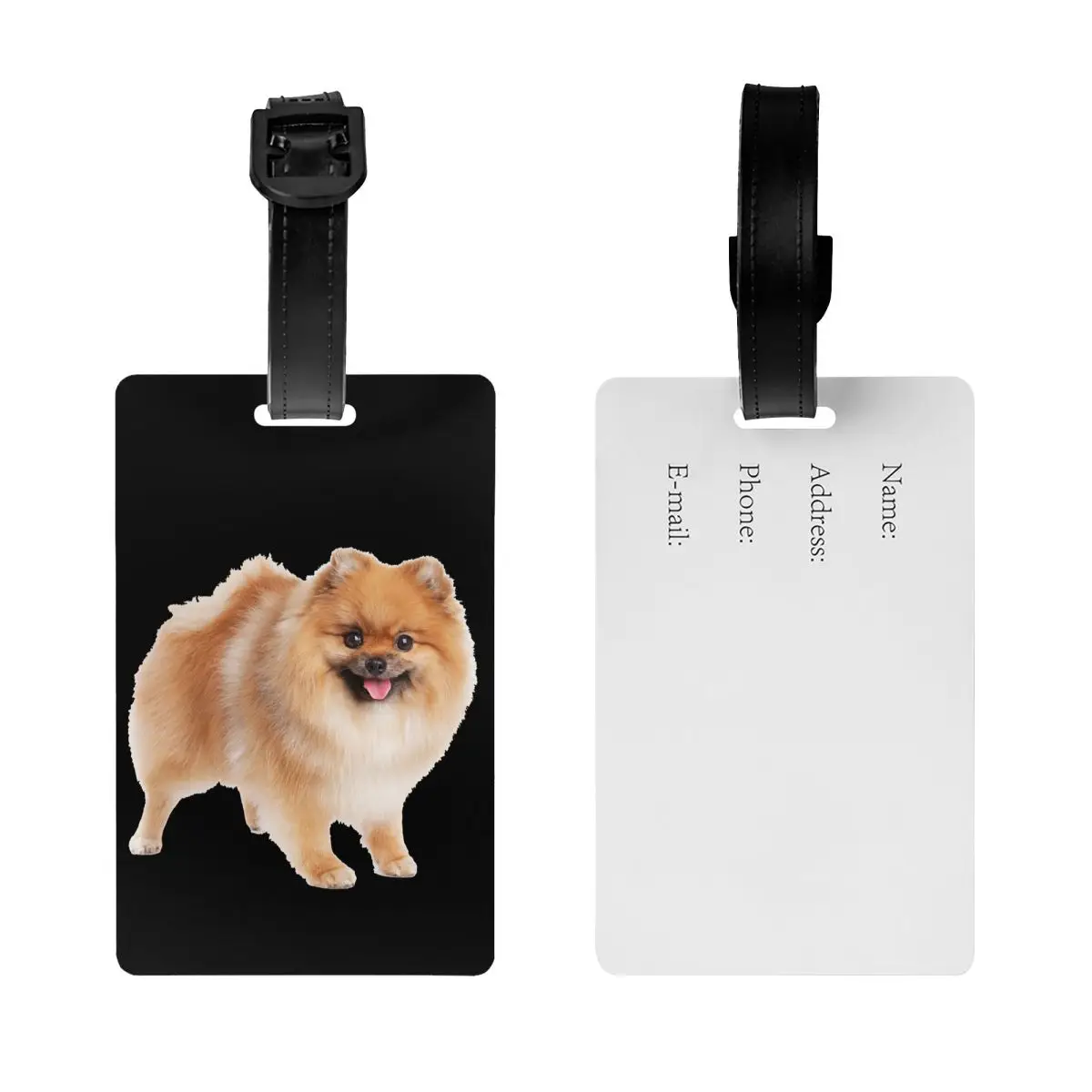 Pomeranian Luggage Tags para Animais de Estimação, Spitz Personalizado, Tampa de Privacidade, Identificação, Bagagem Tags