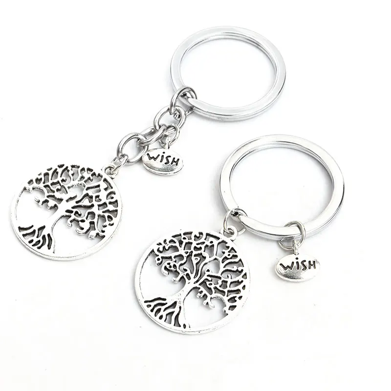 Tree of Life Trendy Keychain Skeleton Alloy Pendants Metal Wish Charm Keyring For Bag Men Woman Souvenirs Jewelry Gifts 2023 New