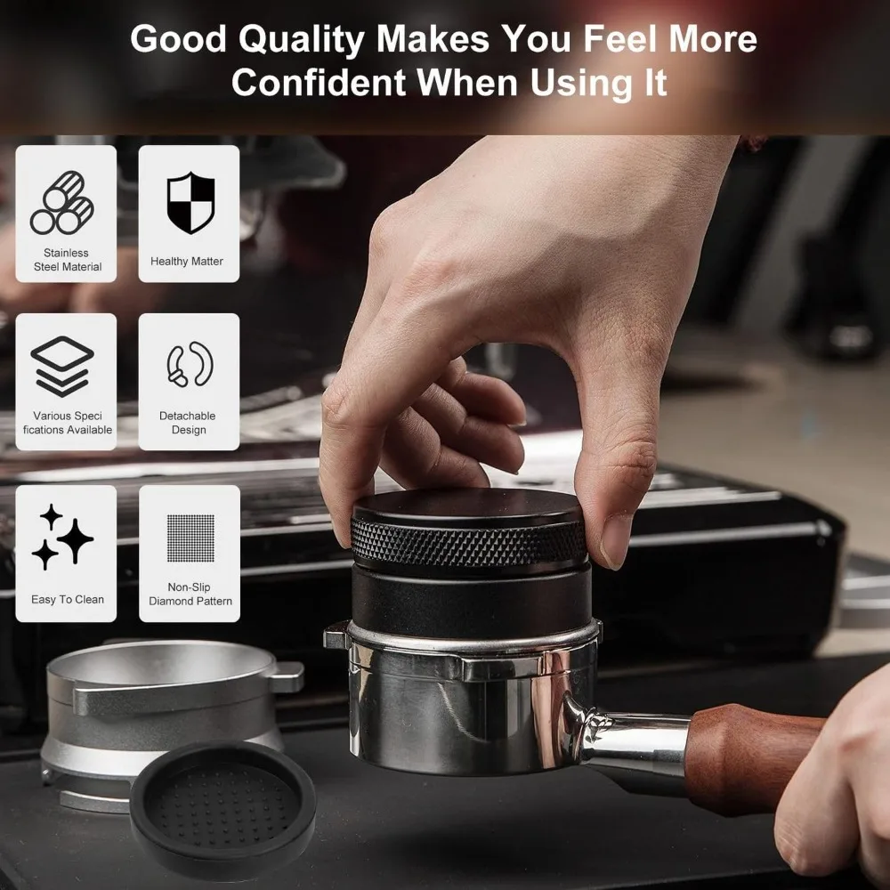 ABS Coffee Cloth Powder Maker Coffee Machine Handle Cloth Powder Hammer Aluminum Alloy Bottom Adjustable Height 51/53/58 Mm