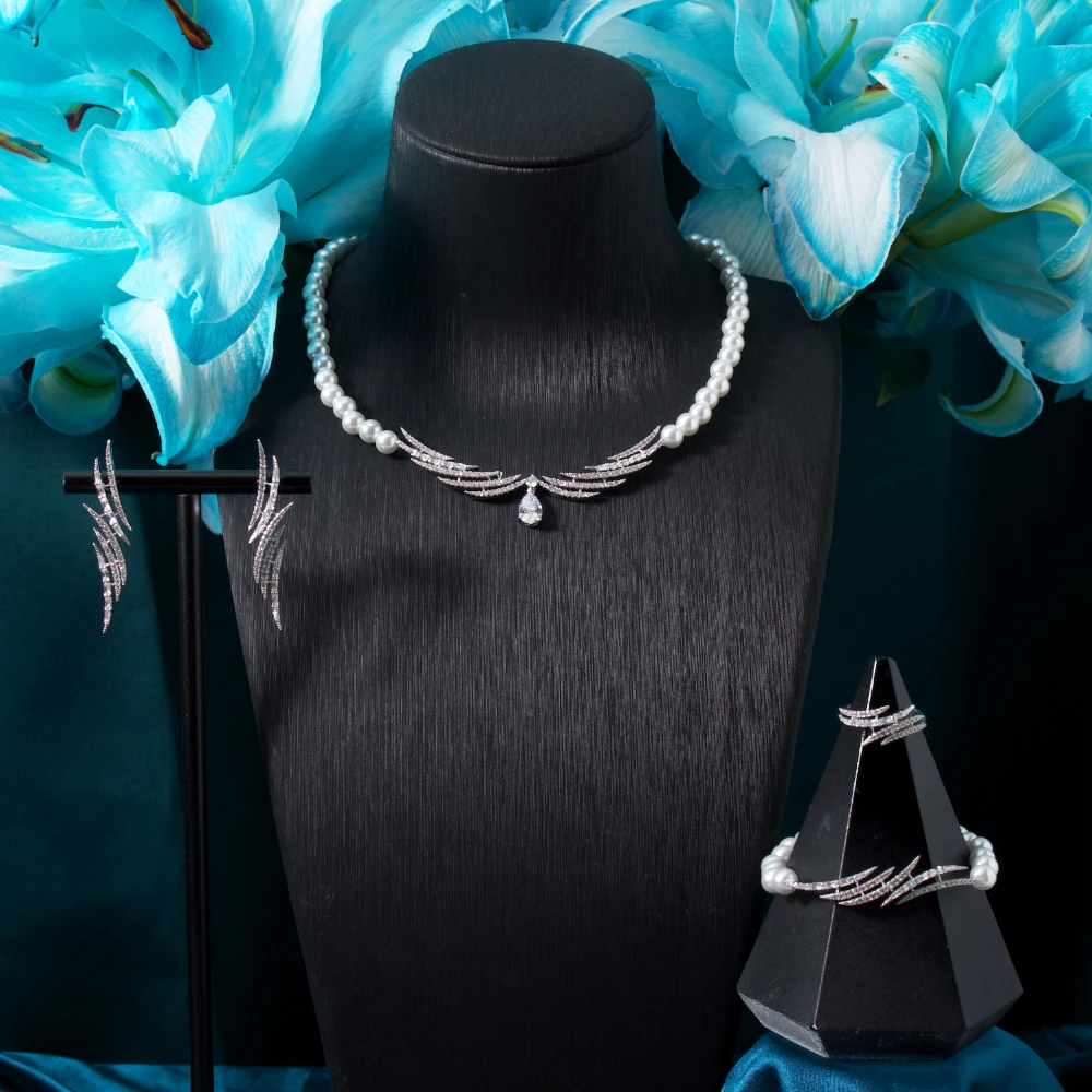 

In Jewelife Beads Pearl JewelrySets for Women Cubic Zircon Set Full Jewellery Woman Saudi Arabia Wedding Party Suit Accessory