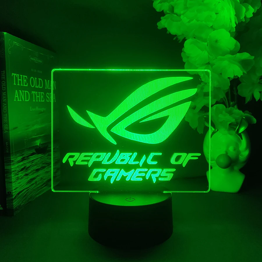 LED ROG Logo Light 7/16 Color Changing rgb for Plexiglass Cool Gaming Room Desktop Decoration Atmosphere Lighting Dec Gamer Gift