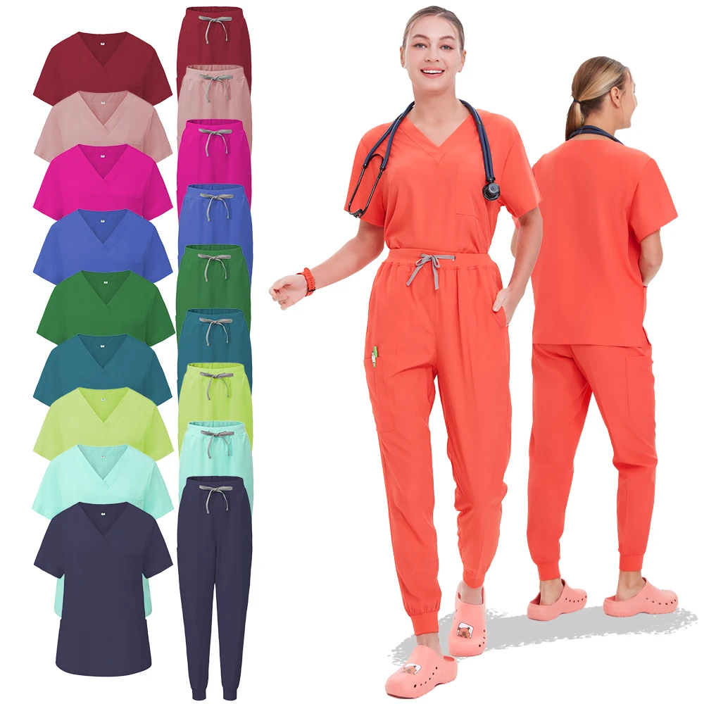 

Быстросохнущие медицинские костюмы-комбинезоны для медсестер и врачей (женские и мужские), из полиэстера со спандексом, модель S2102