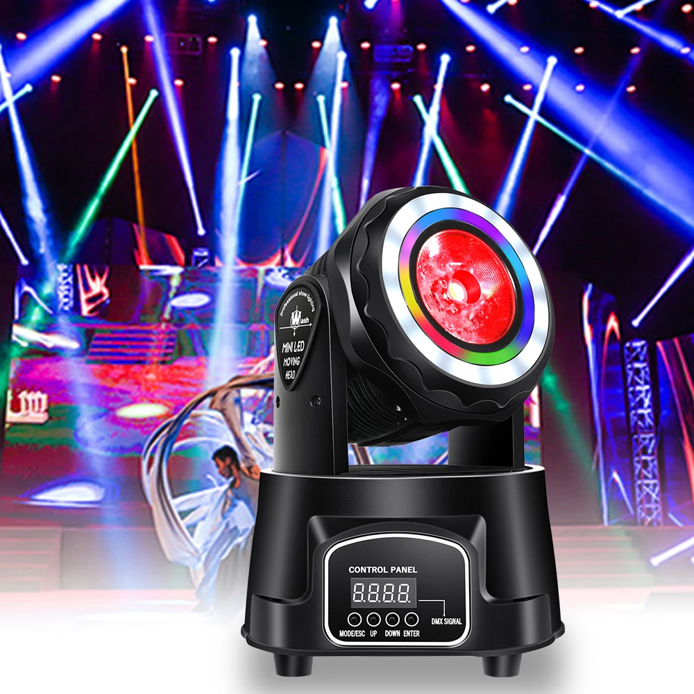 

LED Moving Head Light 40W RGBW 4IN1 Mini Beam Strobe Stage Lights With Dual Ring DMX512 Dj Disco Party Wedding Bar Stage Effects