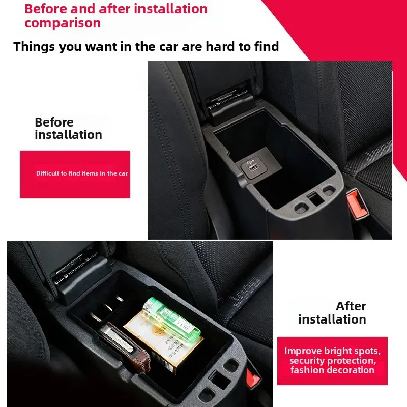 For Jeep Renegade 2015~2017 2018 2019 2020 2021 2022 2023 2024 Car Console Armrest Hidden Black Storage Box Interior Accessorie
