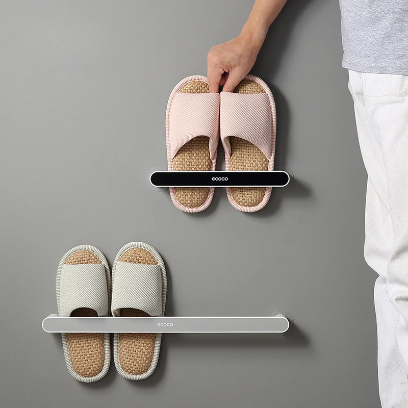 

Ecoco Slipper Rack Bathroom Wall-mounted Slipper Organizer Home Bedroom Shoe Hanger Shoe Stand Bathroom Storage Shelf Save Space