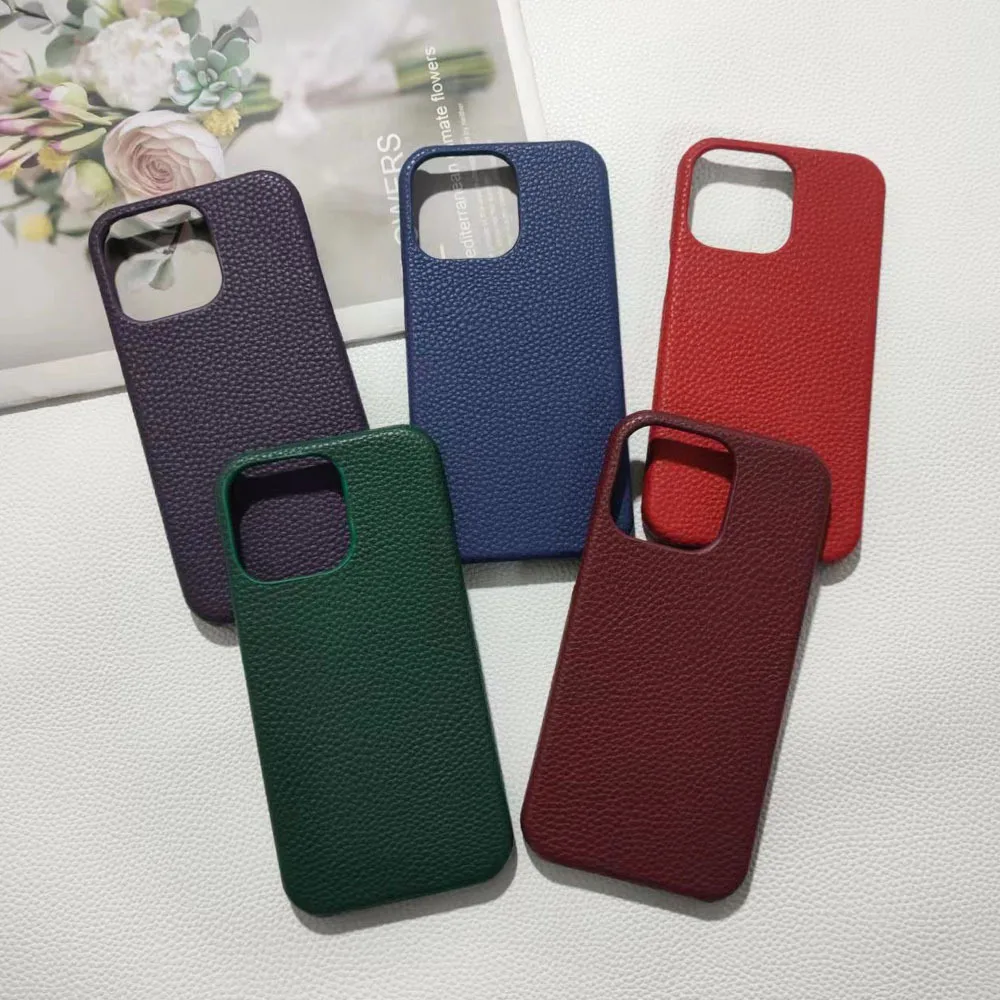 

New Lychee Pattern Suitable for iPhone 17 Promax Phone Case 16e Half Pack 15pro Heat Dissipation 14 Hard Phone Protection Cover
