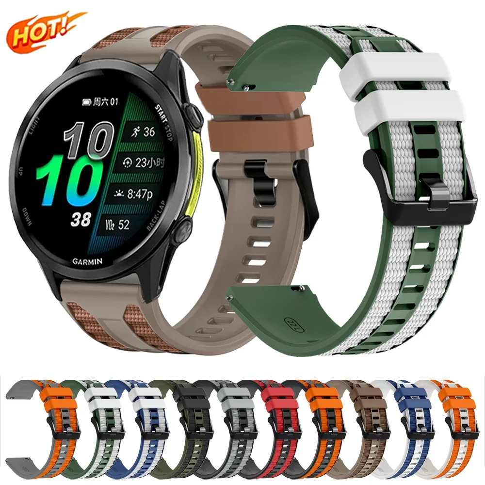 22mm Sport-Silikonarmband für Garmin Forerunner 970 570 47mm 965 955 255 745 265 Music Armband für Garmin Venu 2 3 4 45mm