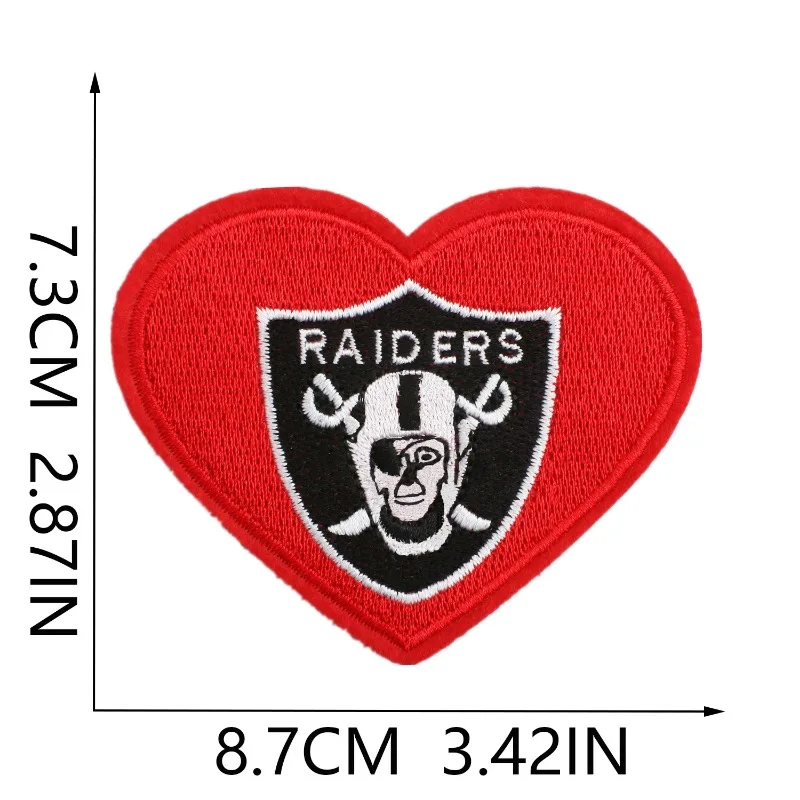 3Pcs Rugby Fans' Favorite Team Logo Helmet Heart Embroidered Patches DIY Motif Iron on Appliques for Jeans Jackets Backpacks